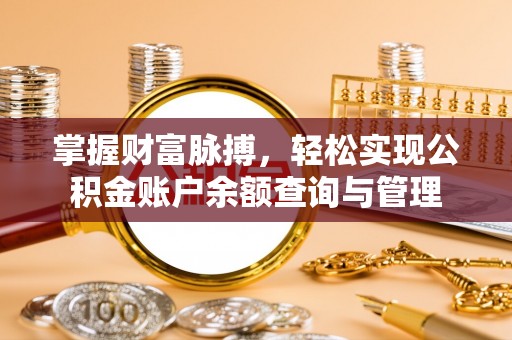 大湖掌握财富脉搏，轻松实现公积金账户余额查询与管理